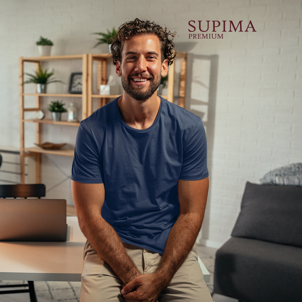 Supima premium plain navy blue TShirt