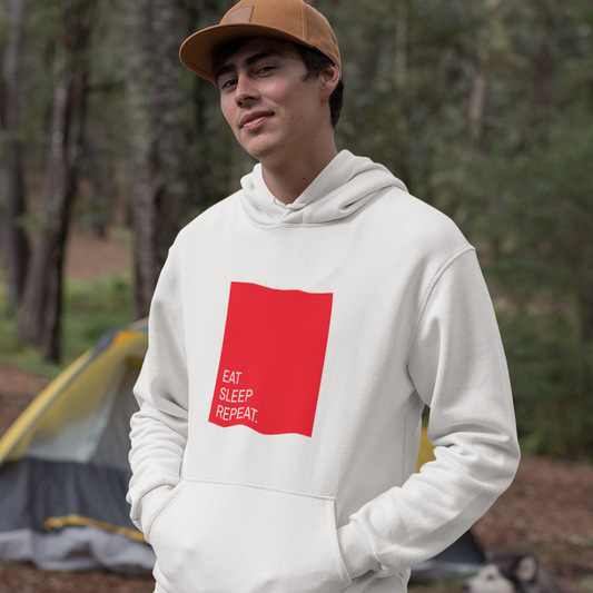 Eat sleep repeat white cotton hoodie with pocket for men and women