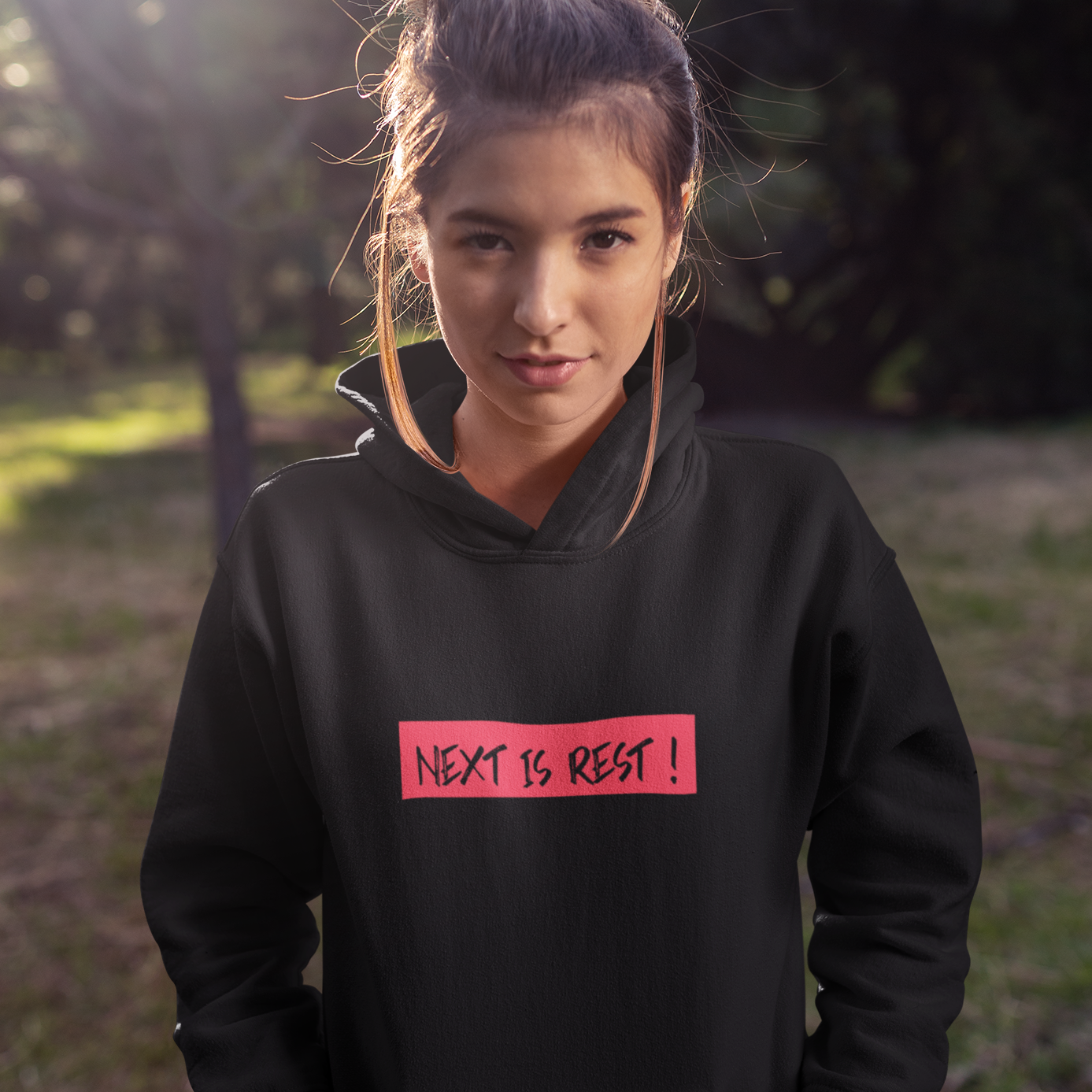 Next is rest black hoodie for men and women