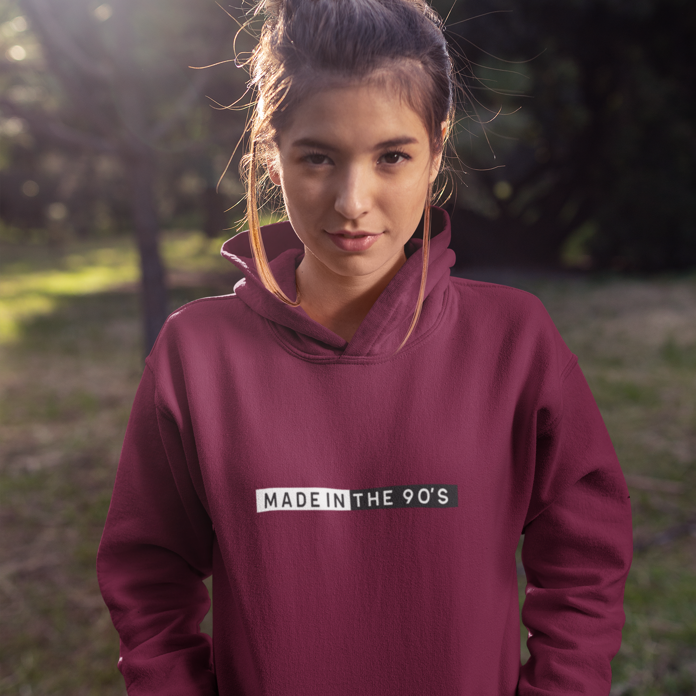 made in 90's maroon hoodie for men and women