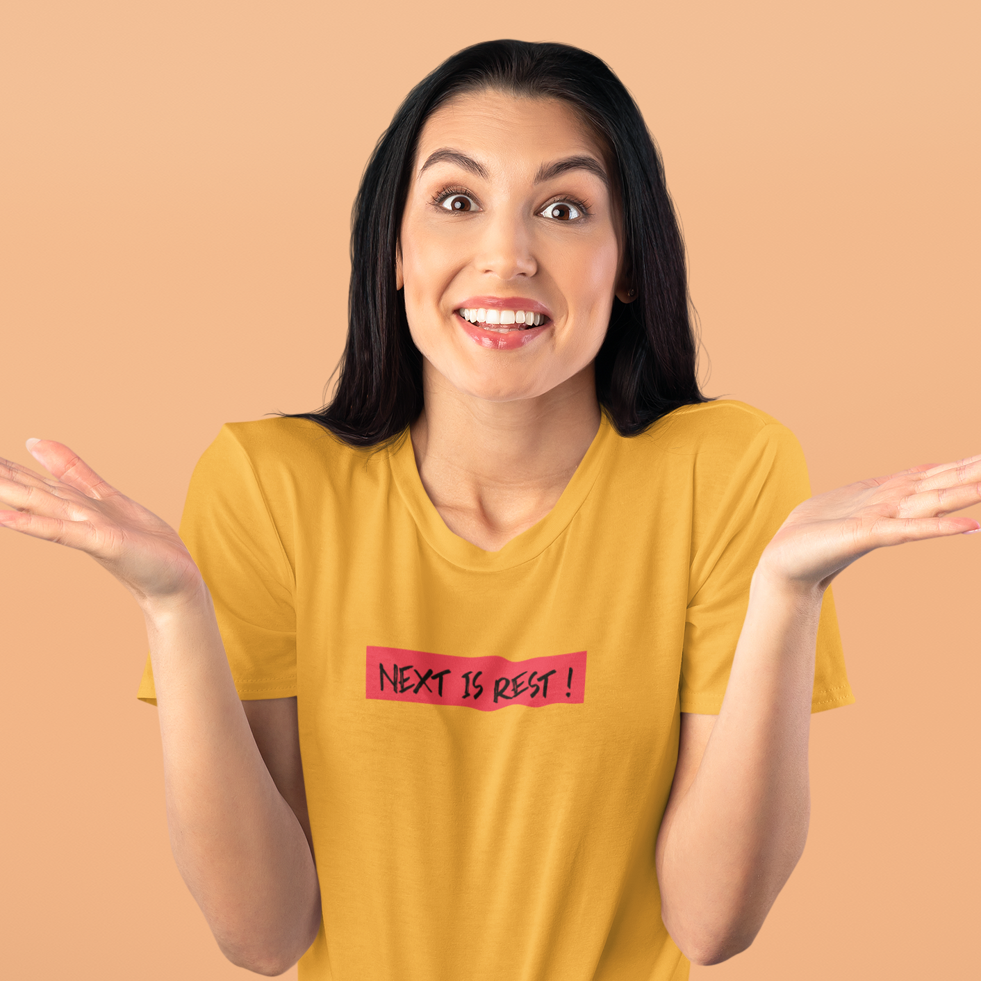 rest is next golden yellow cotton Tshirt