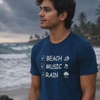 BEACH MUSIC RAIN- Cotton T Shirt for men and women