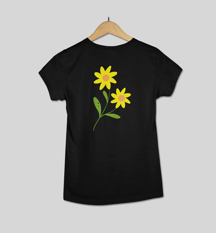 Flower Womens Tee Black Color