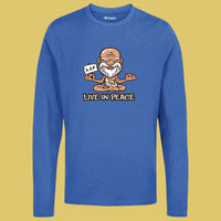 live in peace fabit royal blue cotton full sleeve tshirt