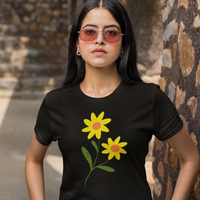 Flower Womens Tee Black Color