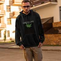 Green life black hoodie for men and women