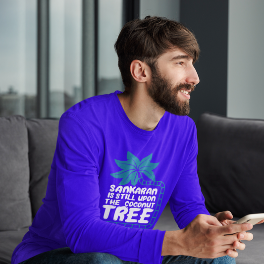 Full sleeve coconut tree malayalam dialogue Tshirt royal blue