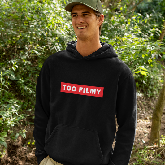 Too filmy black hoodie for men and women