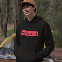 Next is rest black hoodie for men and women