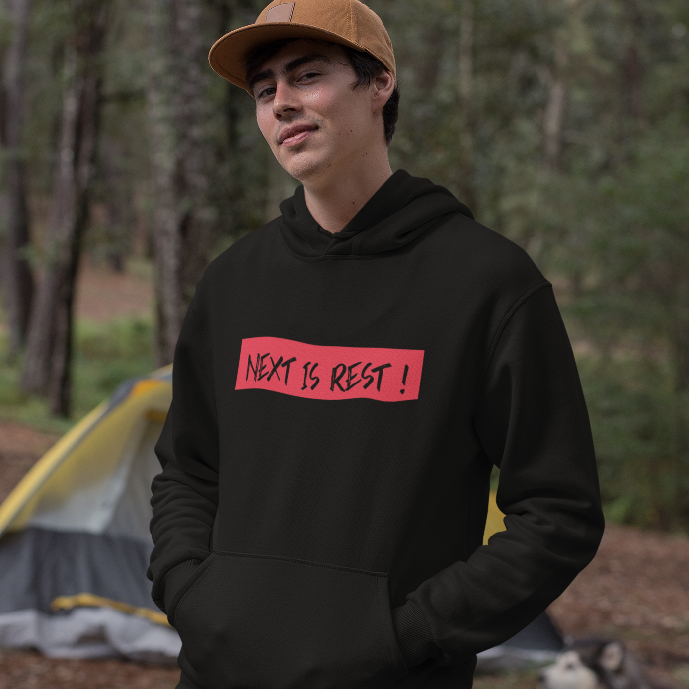 Next is rest black hoodie for men and women
