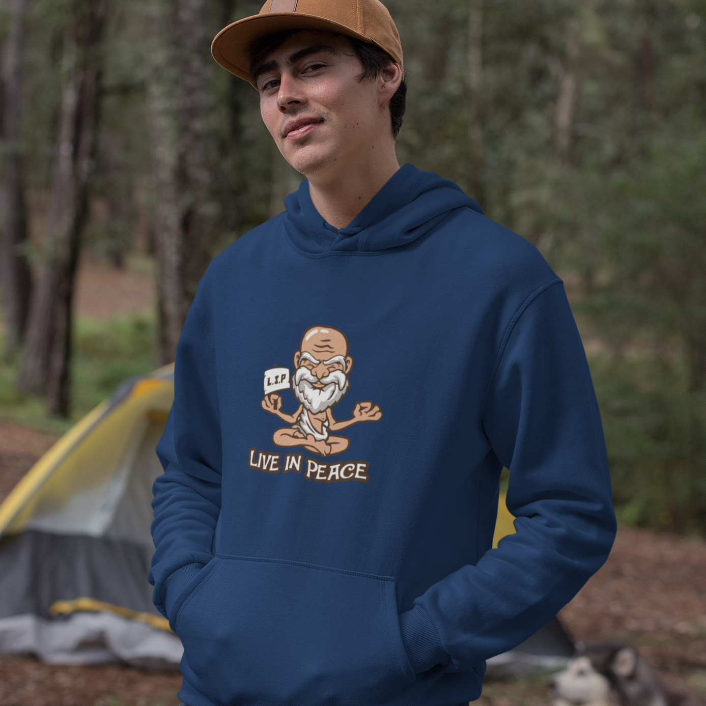 Live in peace Navy blue hoodie for men and women