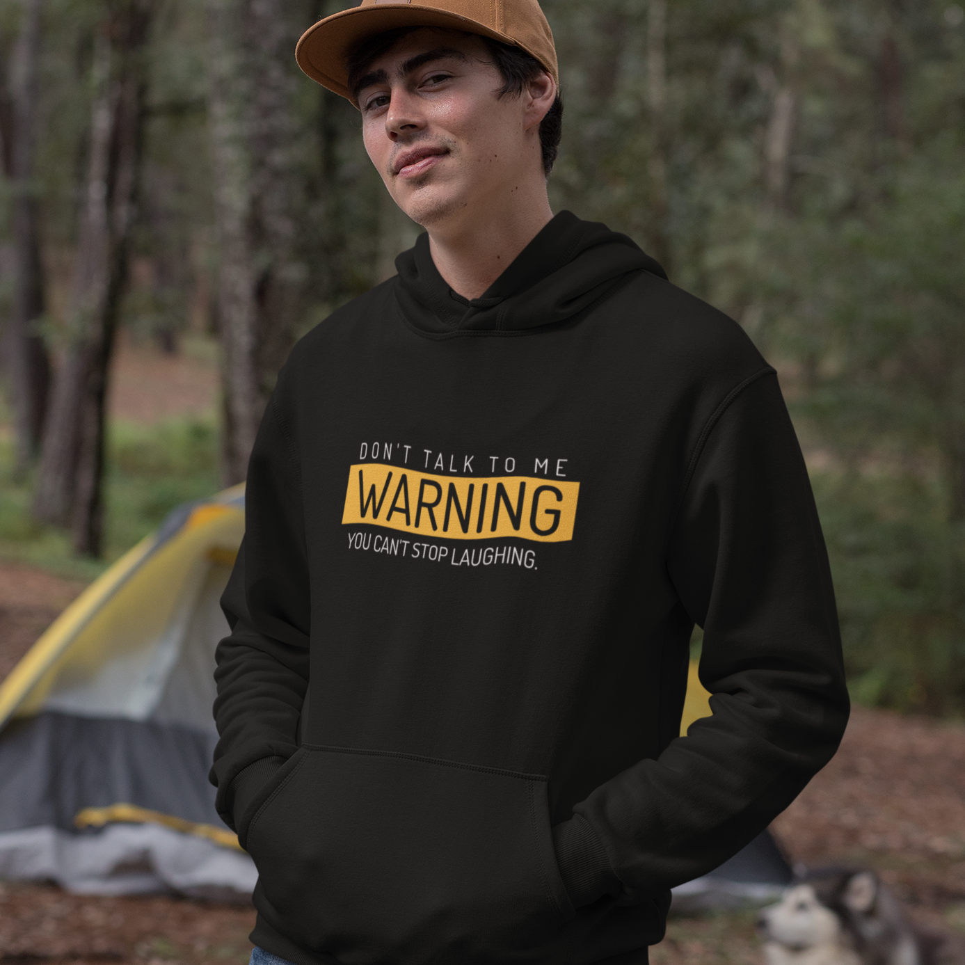 Warning black hoodie for men and women