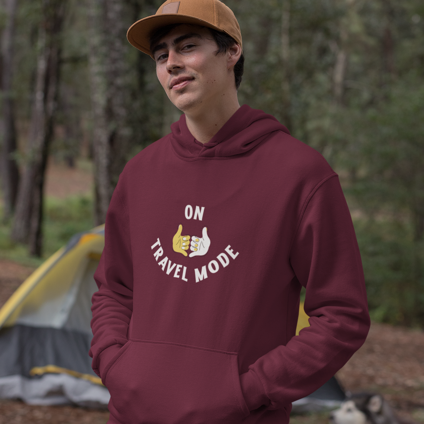 On Travel mode Maroon hoodie for men and women