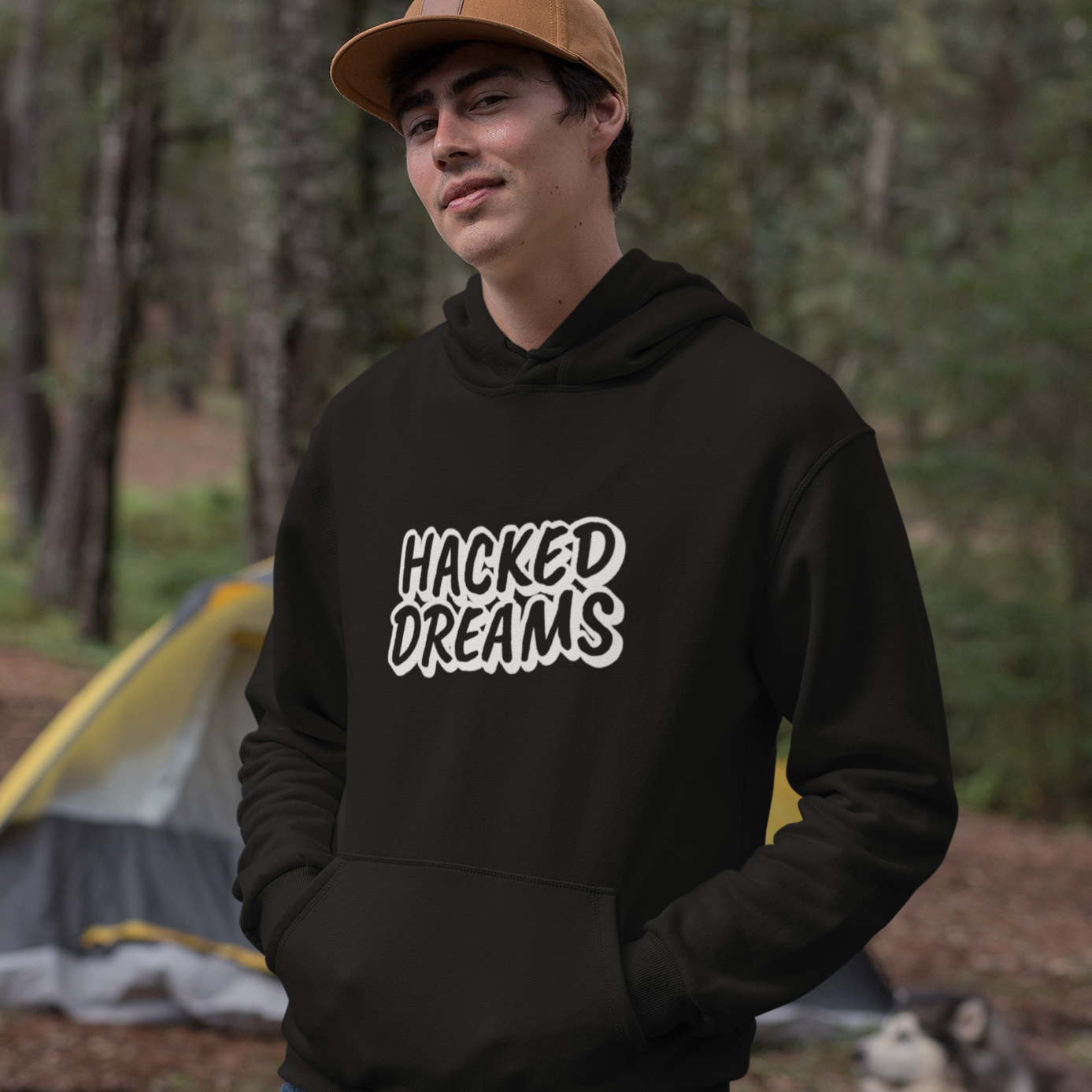 Hacked dreams black hoodie for men and women