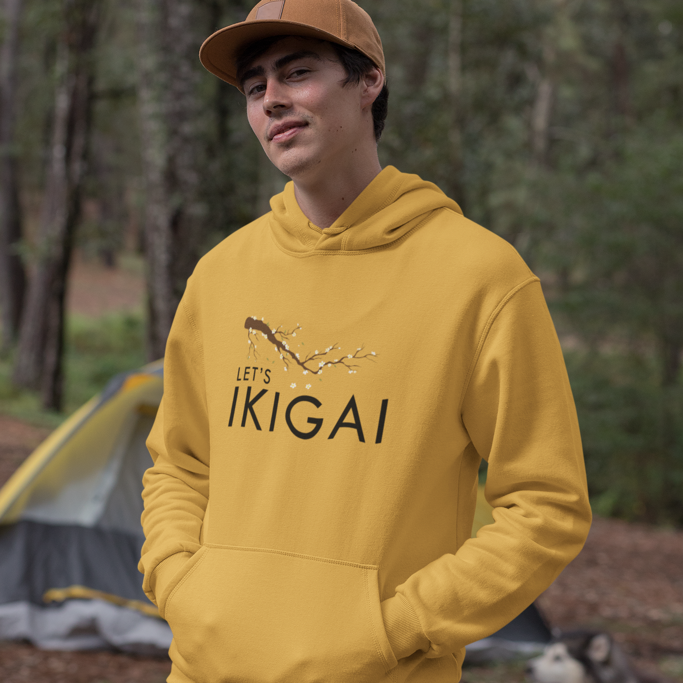 Ikigai golden yellow hoodie for men and women