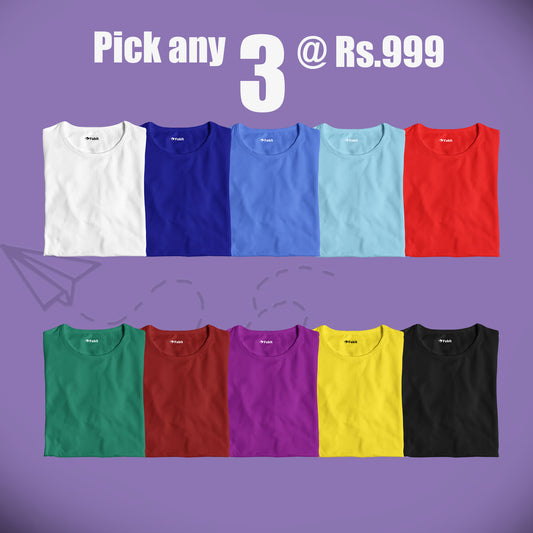 Plain T shirt Combo (Pack of 3)