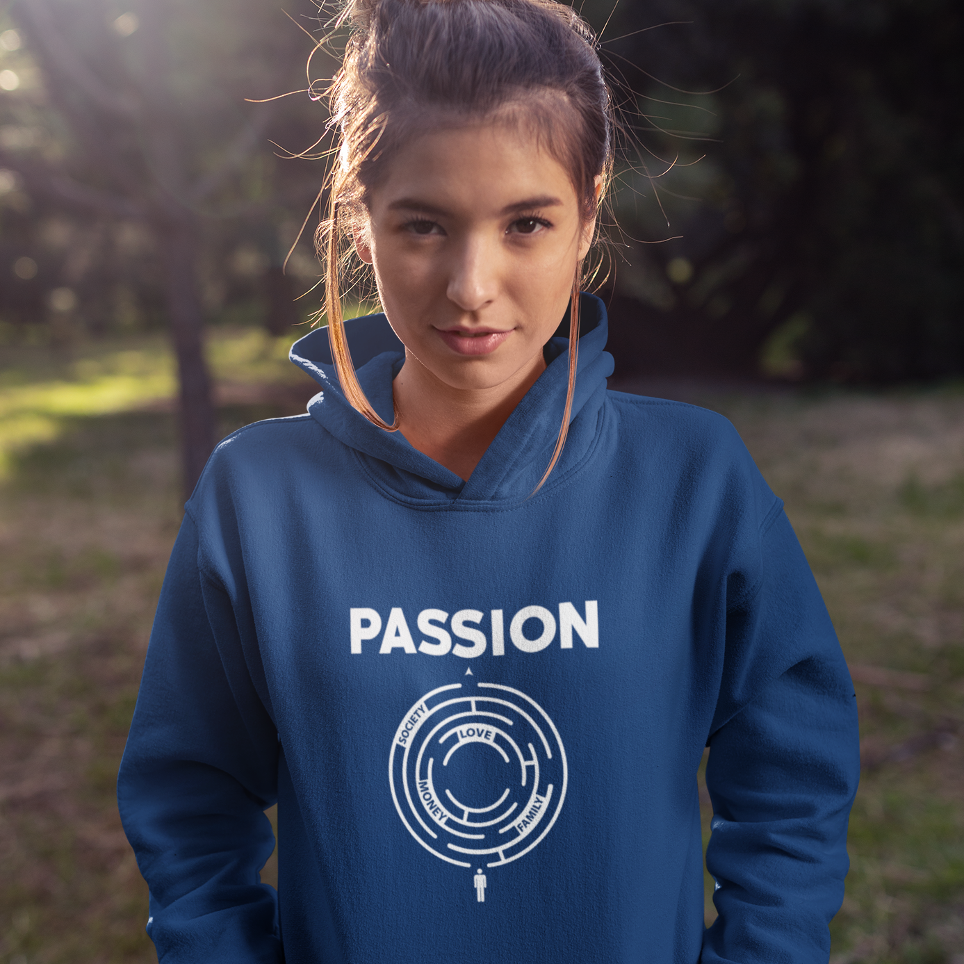Passion navy blue hoodie for men and women