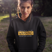 Warning black hoodie for men and women