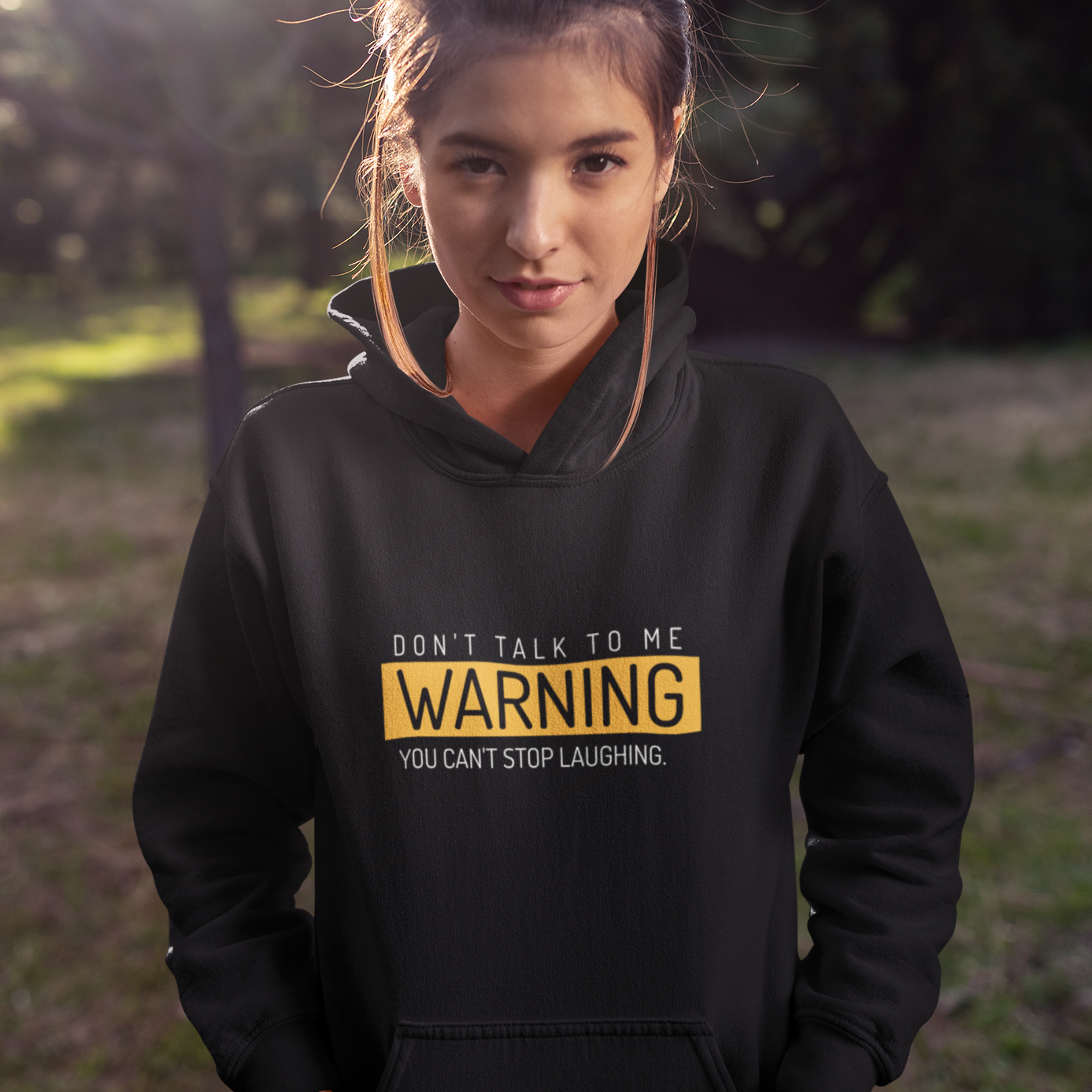 Warning black hoodie for men and women