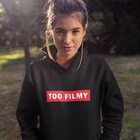 Too filmy black hoodie for men and women