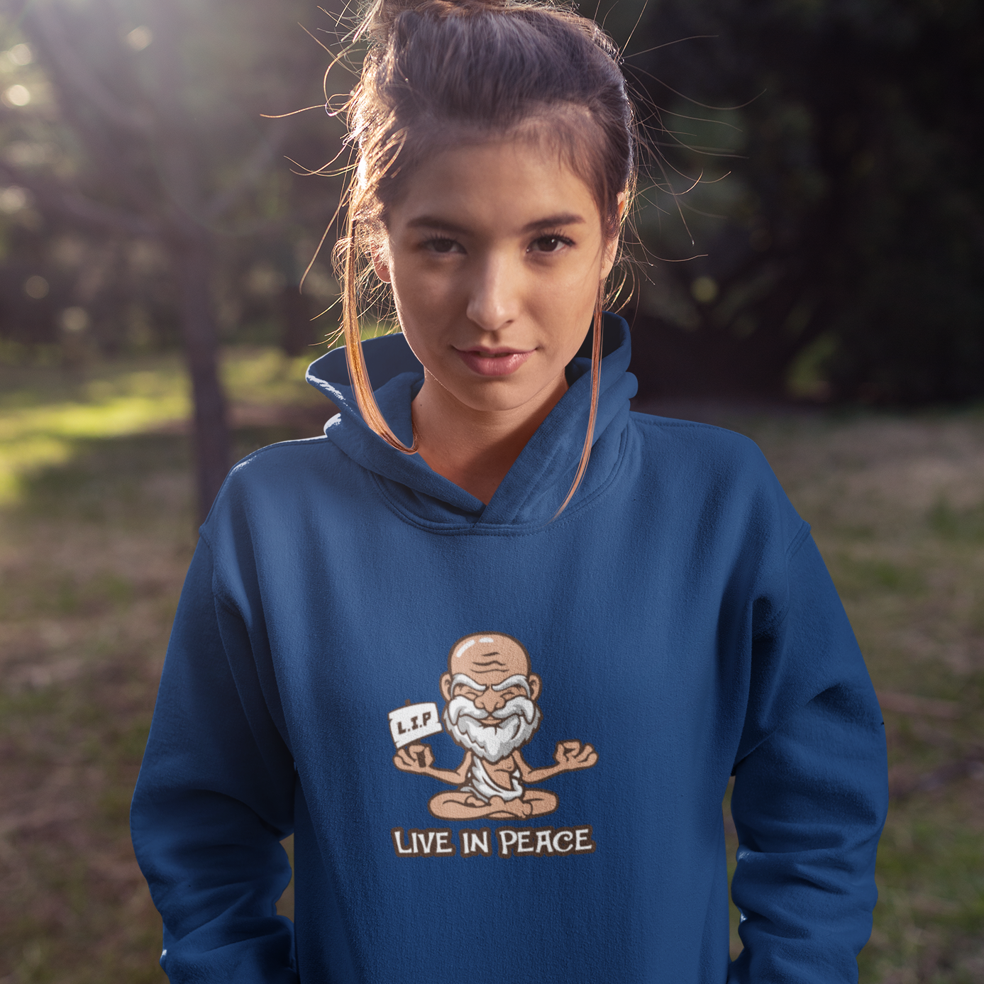 Live in peace Navy blue hoodie for men and women