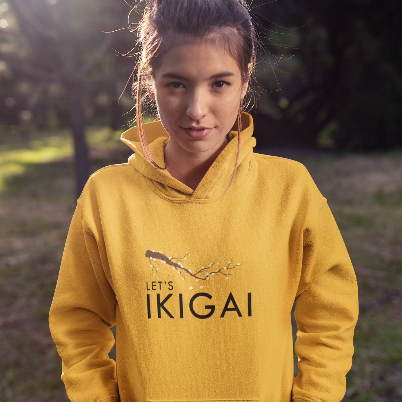 Ikigai golden yellow hoodie for men and women